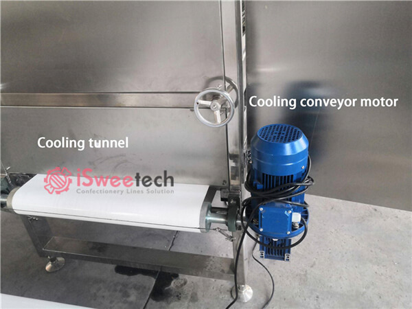 Cooling tunnel and conveyor motor